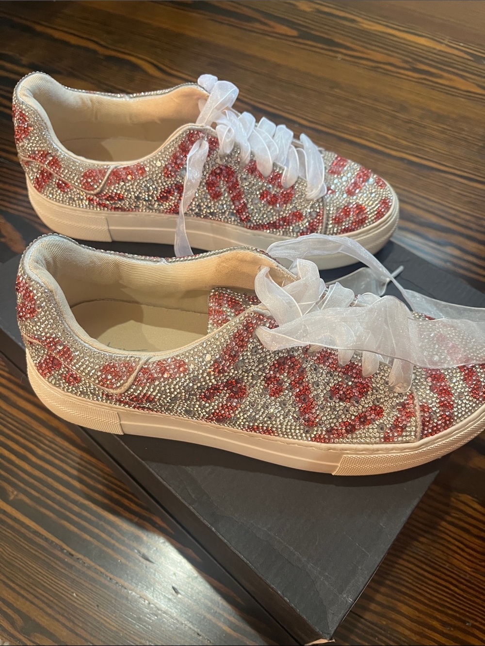Betsey Johnson Pink & Silver Crystal-Studded Low-Top Sneakers